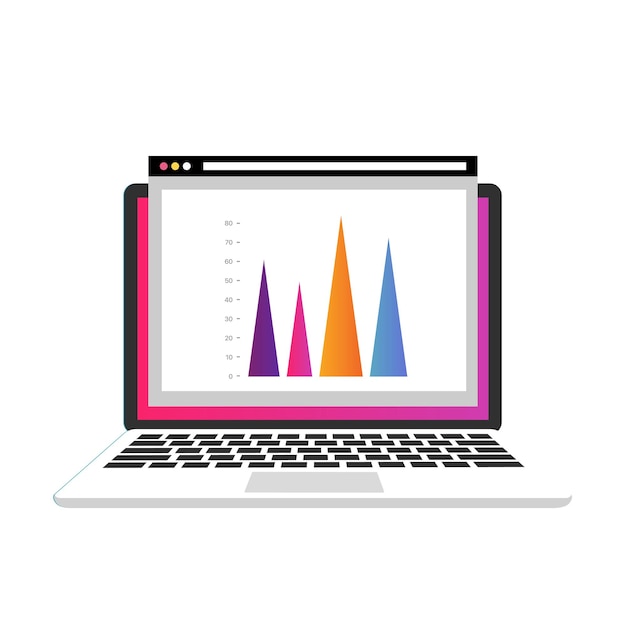 Vetor gráfico pop-up de laptop e design de infográfico
