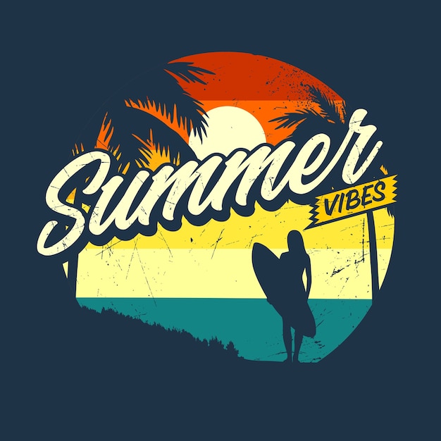 Gráfico retro do summer vibes