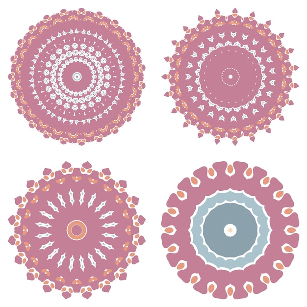 Gráfico vetorial de círculos de mandala colorida formas ornamentadas redondas círculos decorativos geométricos