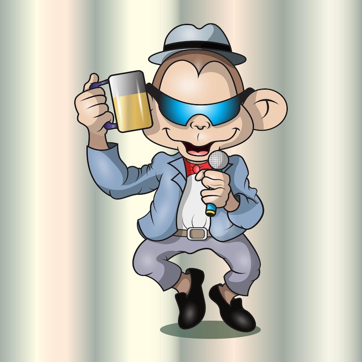 Vetor gráfico vetorial de ilustração de macaco fofo está cantando