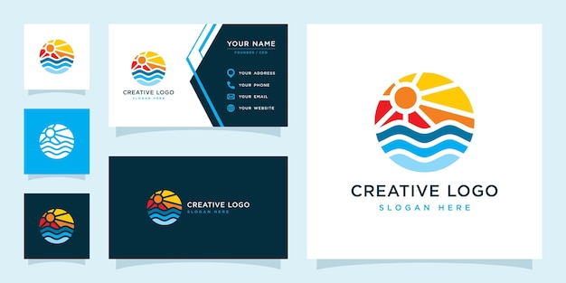 Gráfico vetorial de modelo de design de logotipo abstrato pôr do sol