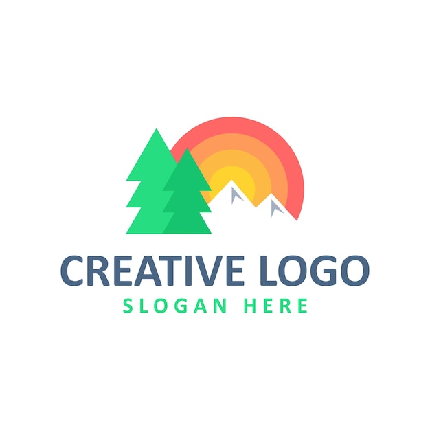 Gráfico vetorial de modelo de design de logotipo de montanha abstrata