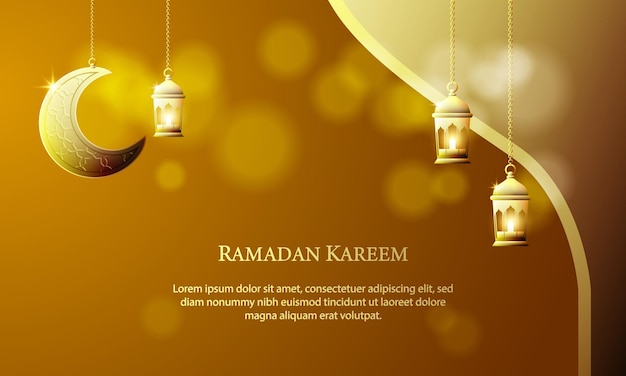 Gráfico vetorial de ramadan kareem com lanternand crescent moon fit para papel de parede de cartões e outros
