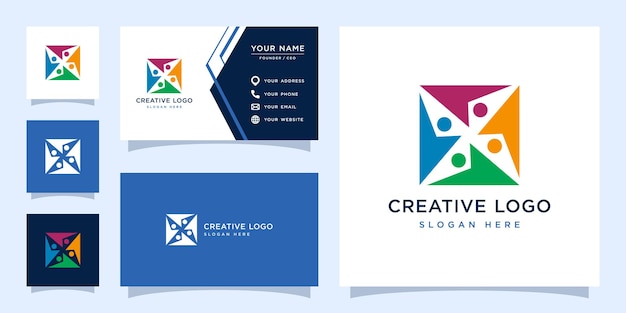 Gráfico vetorial do modelo de design de logotipo de trabalho em equipe