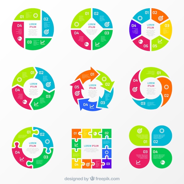 Gráficos coloridos para infográfico