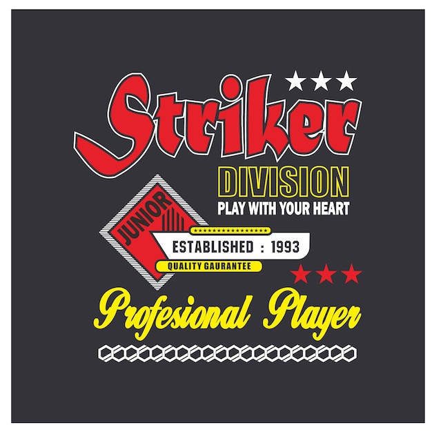 Gráficos de jogador profissional atacante de design vintage para camisetas de vetor de tipografia premium