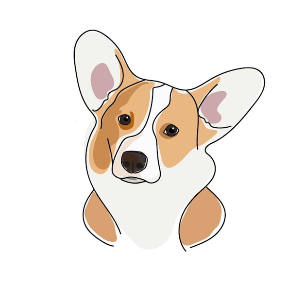 Gráficos de linha corgi em um fundo branco gráficos vetoriais para seu projeto