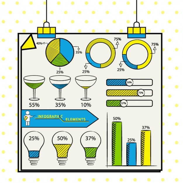 Vetor gráficos decorativos com desenhos diferentes para infográficos