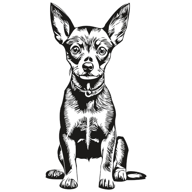 Gráficos vetoriais de cachorro pinscher miniatura desenhados à mão lápis linha animal ilustração realista raça animal de estimação