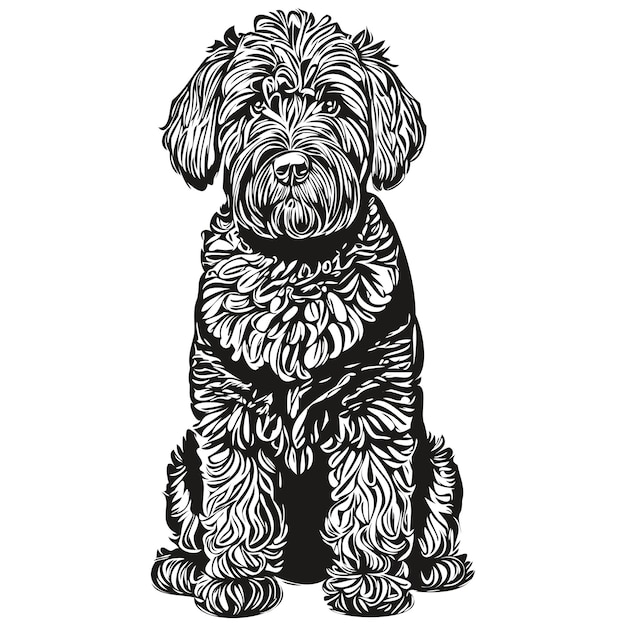 Gráficos vetoriais de cachorro terrier russo preto lápis desenhado à mão ilustração de linha animal animal de estimação de raça realista