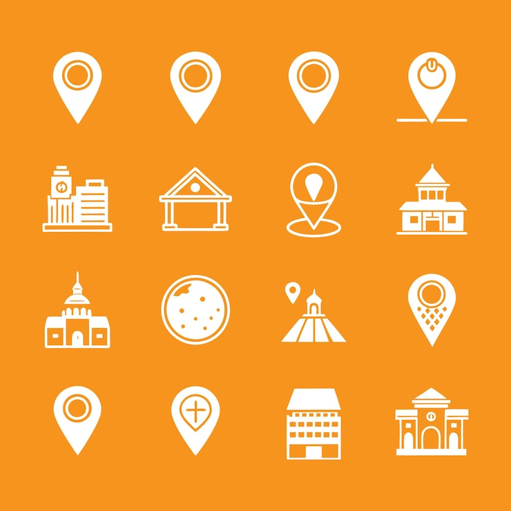 Vetor gráficos vetoriais de conjunto de ícones de localização
