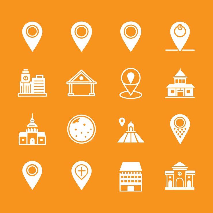 Vetor gráficos vetoriais de conjunto de ícones de localização