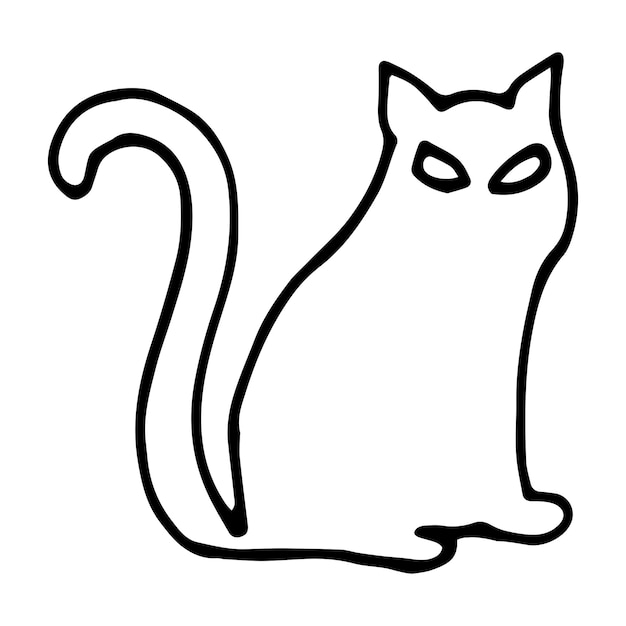 Gráficos vetoriais de doodle de gato assustador isolados em fundo branco ilustração de gato de halloween