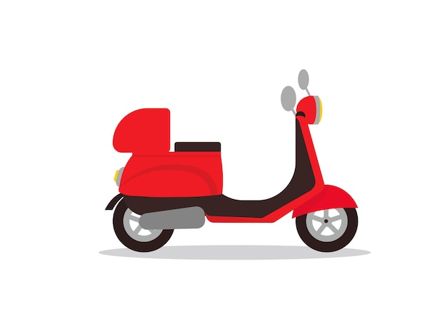 Gráficos vetoriais de transporte de entrega de moto scooter vermelho