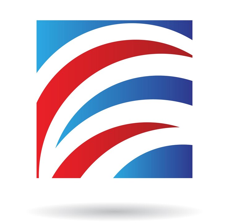 Vetor grama azul e vermelha como ícone do logotipo