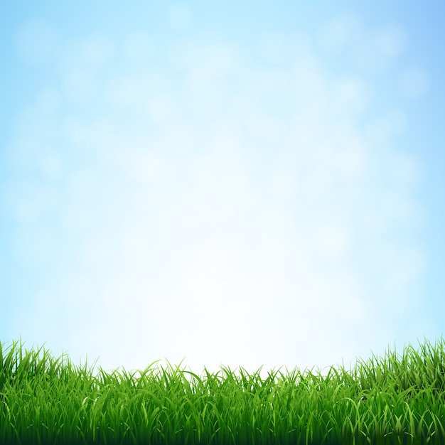 Vetor grama com céu azul com malha gradiente, ilustração