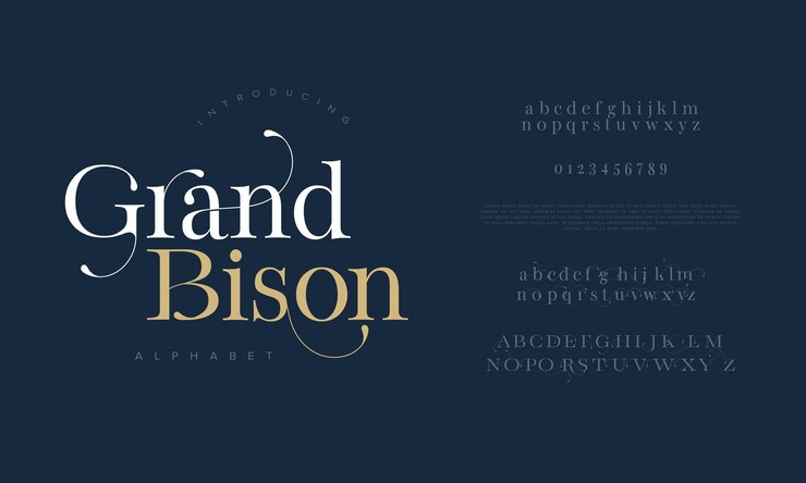 Vetor grandbison tipografia beleza moda elegante minimalista serif itálico fontes decorativas casamento logotipos vintage retro fonte de luxo mínima logotipo alfabeto ilustração vetorial
