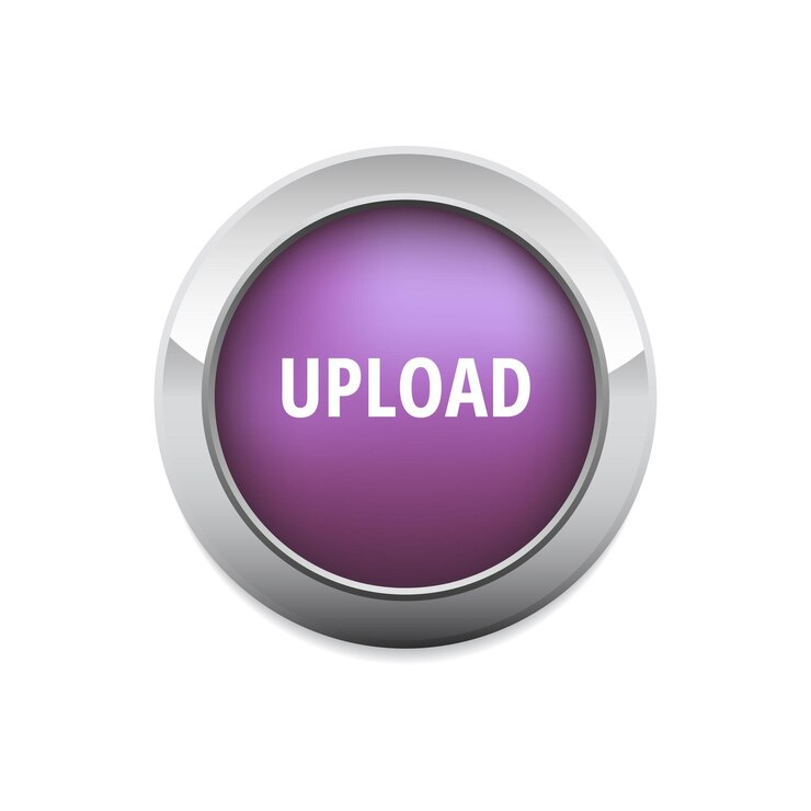 Vetor grande botão de upload roxo brilhante elemento de ui do site