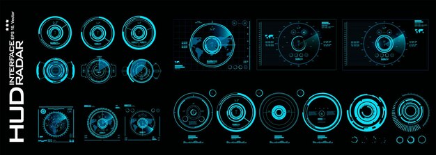 Vetor grande coleção de alvos aéreos e dispositivos de radar e navegação dispositivos para enxames de geolocalização