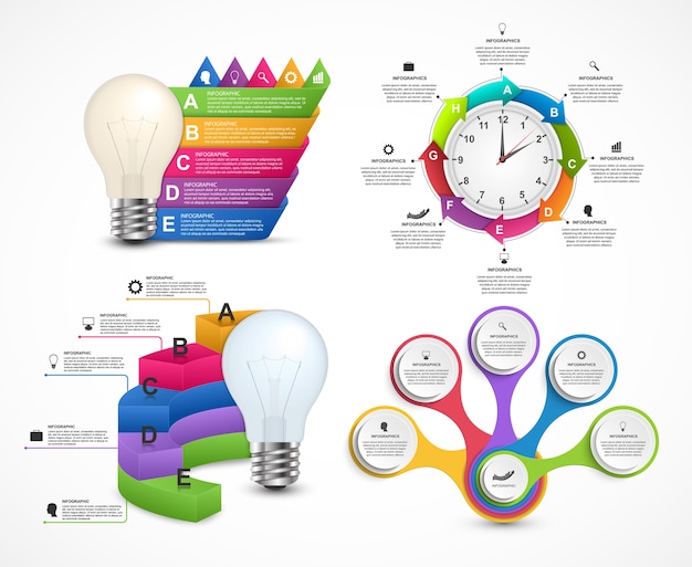 Grande coleção de infográficos coloridos.