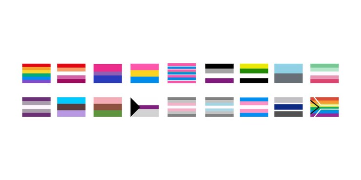 Vetor grande conjunto de bandeiras lgbt em estilo plano símbolos do orgulho elementos do arco-íris