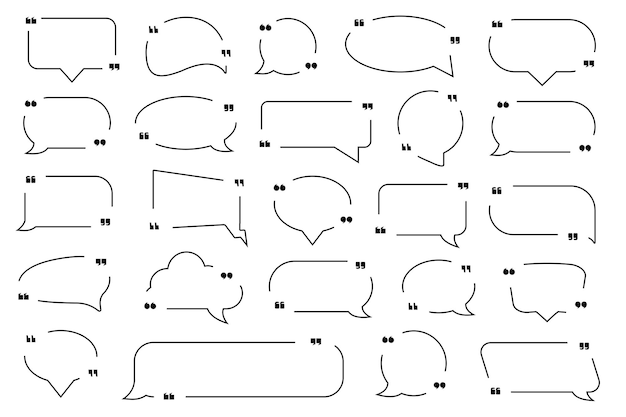 Grande conjunto de caixa de cotação com quadro de bolhas do discurso. citar coleção de caixa de texto