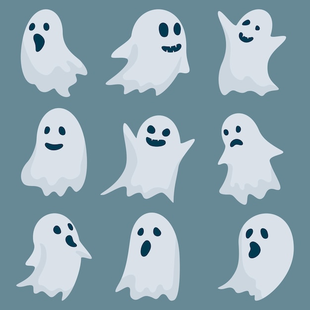 grande conjunto de clip-art fantasma diferente para o helloween