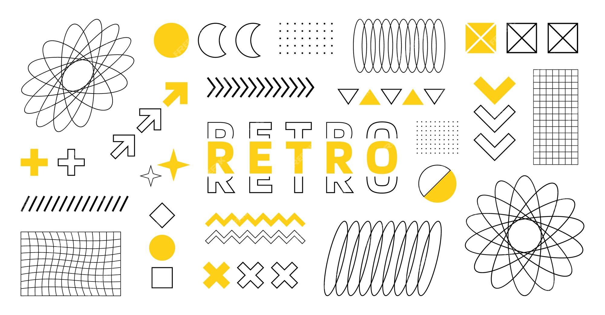 retro futurista elementos para Projeto grande coleção do abstrato