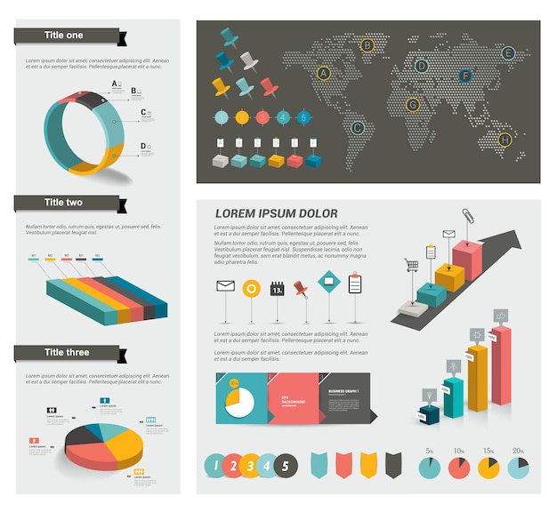 Grande conjunto de elementos de infográficos.