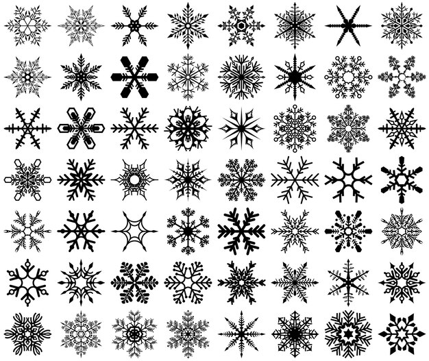 Grande conjunto de flocos de neve pretos como flocos práticos e elegantes