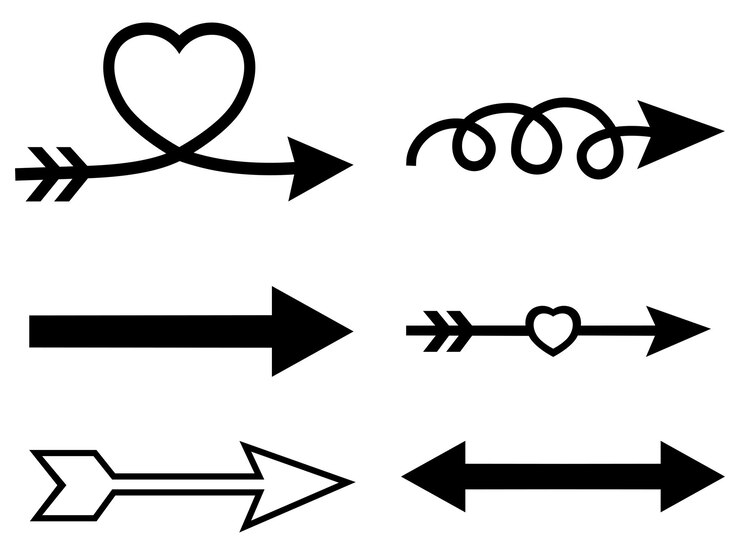 Vetor grande conjunto de ícones de setas pretas, incluindo ilustrações modernas de setas vetoriais simples e desenhos de cursor