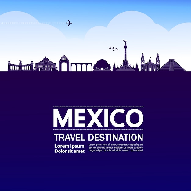 Vetor grande destino de viagem no méxico