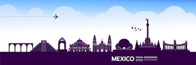 Vetor grande destino de viagem no méxico