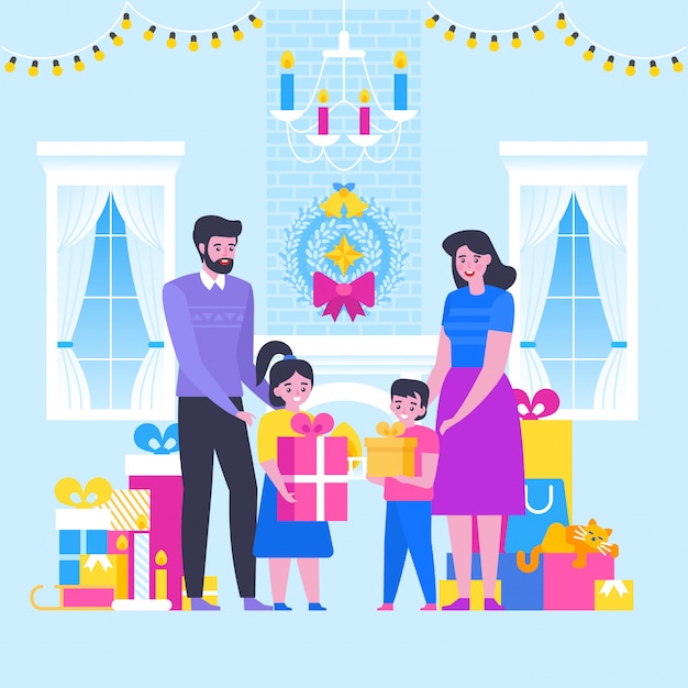 Grande e feliz família Feliz Natal e Feliz Novo