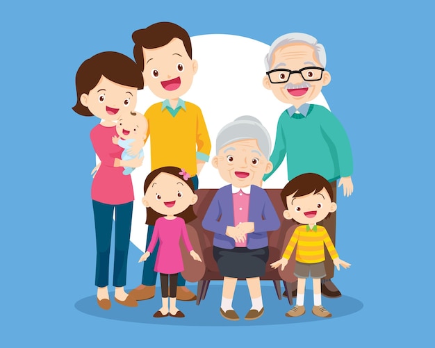 Grande família feliz multigeracional irmãos parentes retrato