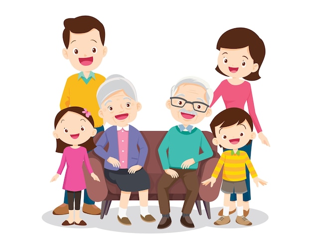 Grande família feliz multigeracional irmãos parentes retrato