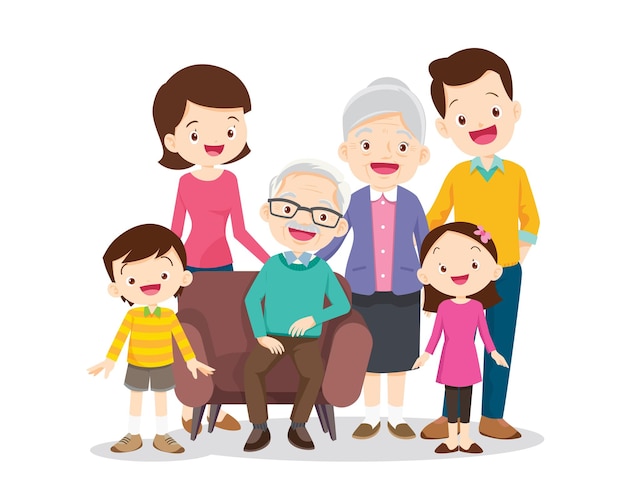 Grande família feliz multigeracional irmãos parentes retrato