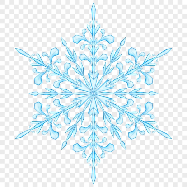 Vetor grande floco de neve translúcido de natal em cores azuis claras sobre fundo transparente. transparência apenas em arquivo vetorial