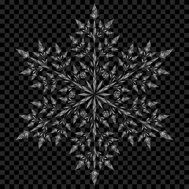 Grande floco de neve translúcido de Natal em cores cinza em fundo transparente. Transparência apenas em arquivo vetorial