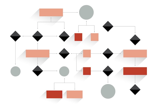 Grande fluxograma esquema geométrico elemento de infográficos de apresentação sem texto