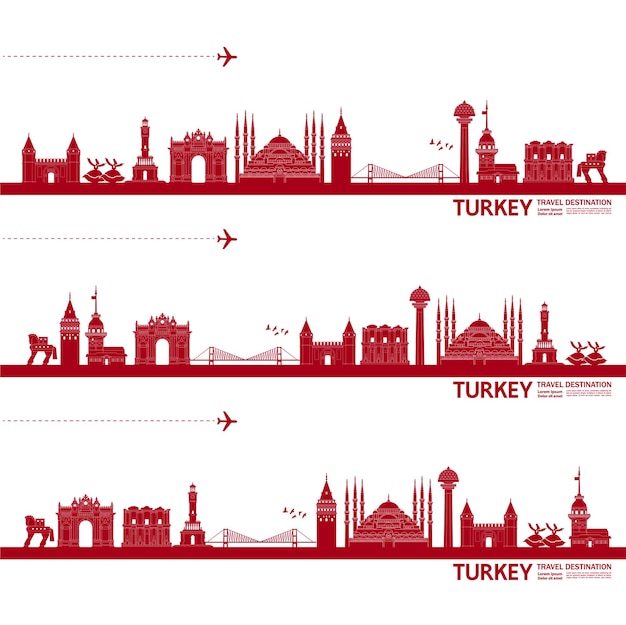 Vetor grande ilustração do destino da viagem turquia.