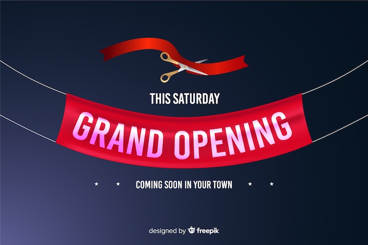 Vetor grande inauguração em breve, design de anúncio