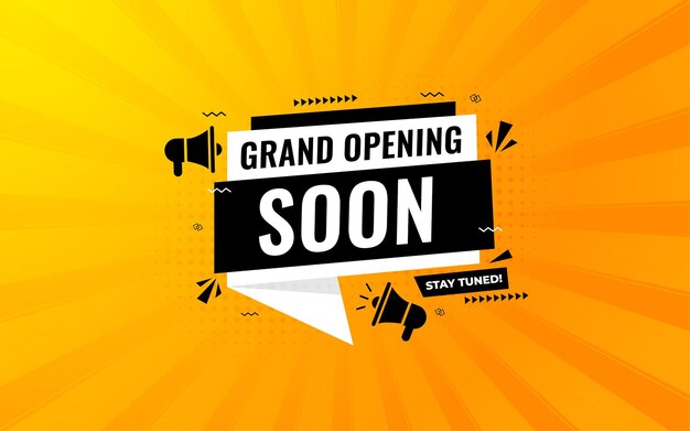 Grande inauguração em breve modelo de design de banner de venda de cartaz de venda com efeito de texto editável em 3d