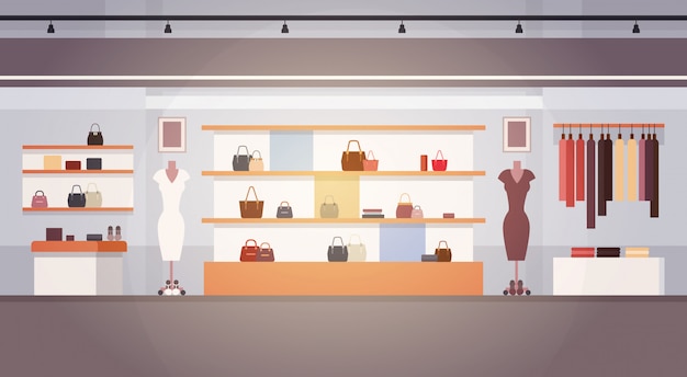 Grande moda loja Super mercado feminino roupas Shopping Center Interior Banner com cópia espaço