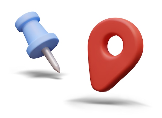 Vetor grande pinça azul e pinça vermelha para marcar a localização em mapas online e offline