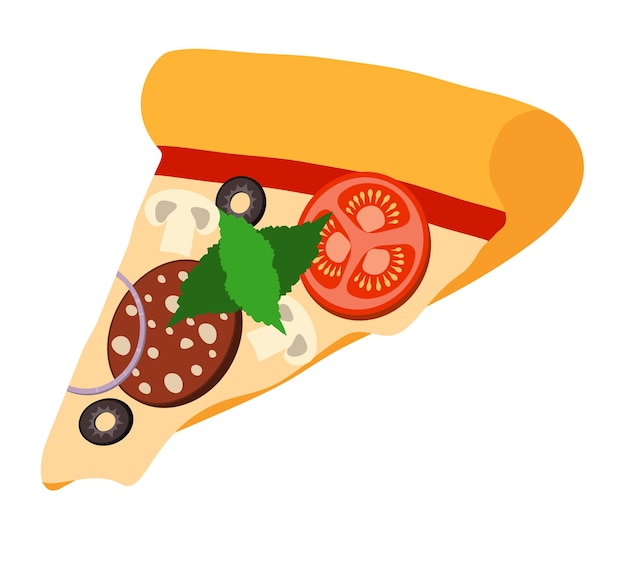 Vetor grande pizza redonda com queijo tomate salame azeitona champignon cebola ilustração stock vector