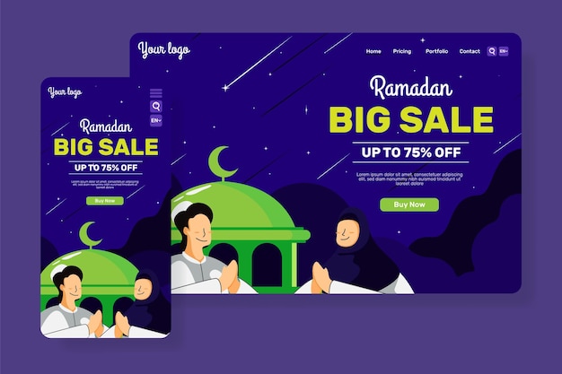 Grande promoção da página principal do ramadan kareem