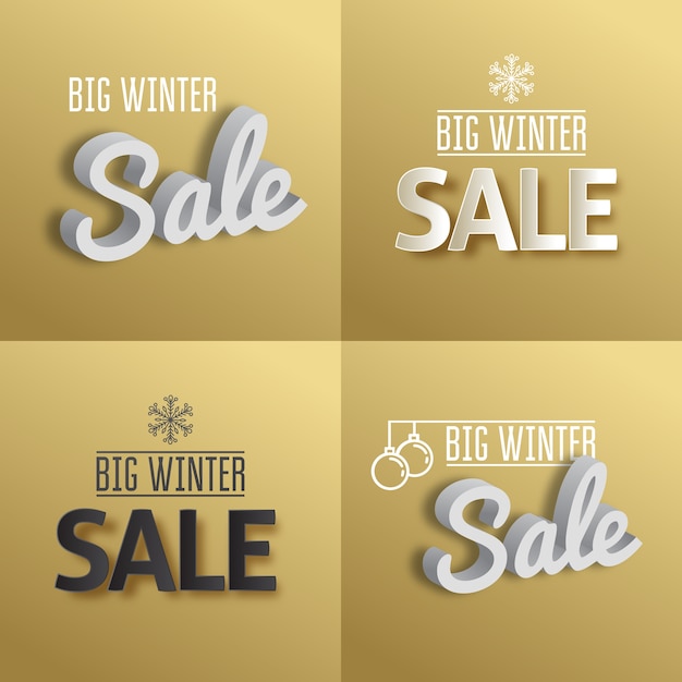 Grande promoção de inverno. defina o texto em fundo dourado