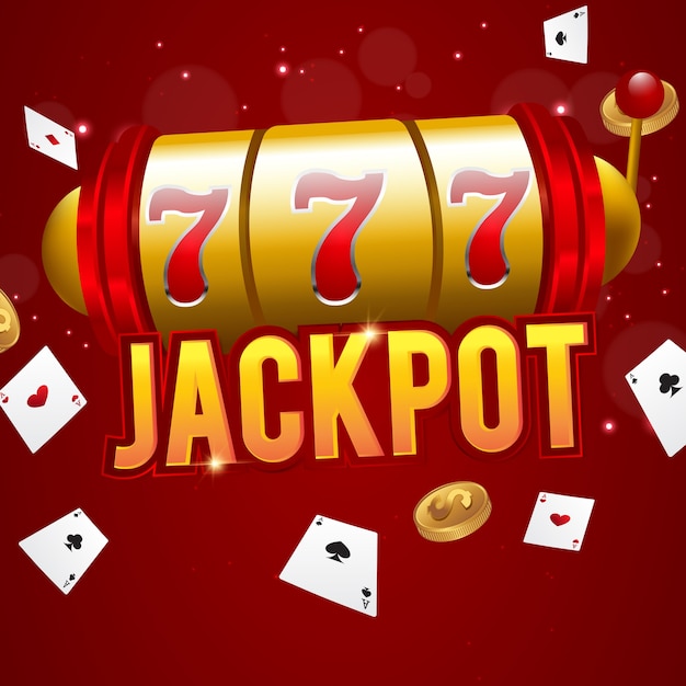 Grande vitória 777 loteria vector casino conceito com slot machine