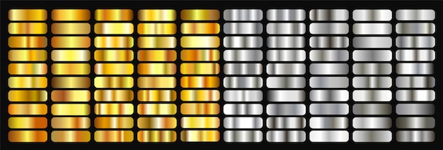 Vetor grandes gradientes de ouro e prata conjunto de coleção